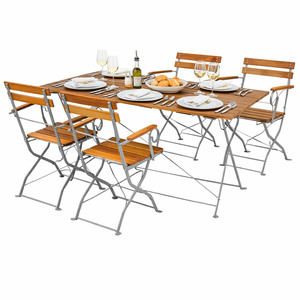 Biergarten Set Klapptisch + 4 Klappst�hle klappbar Armlehne 120x60cm
