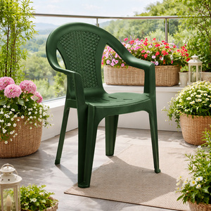 Stapelstuhl Gartenstuhl Outdoorstuhl Kunststoff Rattan-Optik Gr�n