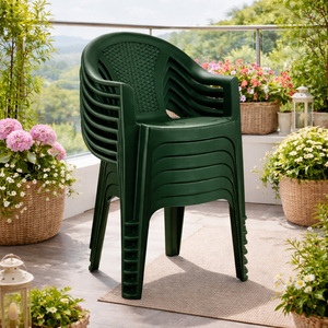 6x Stapelstuhl Gartenstuhl Outdoorstuhl Kunststoff Rattan-Optik Gr�n