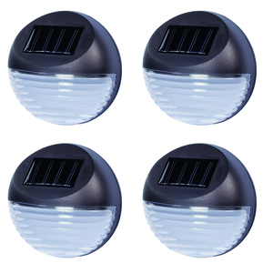 4 LED Solar Wandleuchten Außenlampe Wandlampe Solarlampe kalt-weiß 11x4,5cm