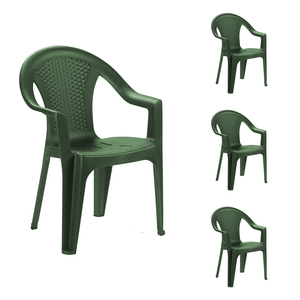 4er Set Kunststoff Stapelstuhl Stapelsessel Rattan-Optik Gr�n Ischia 