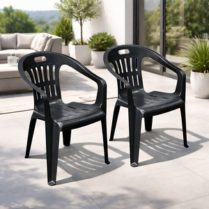 2 Stapelstuhl Bistrostuhl Gartenstuhl Wetterfest Anthrazit Kunststoff 