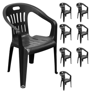 8er Stapelstuhl Bistrostuhl Gartenstuhl MOJAWO Anthrazit Kunststoff 