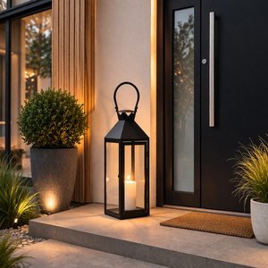 XXL Garten - Laterne Windlicht Schwarz Metall 54cm