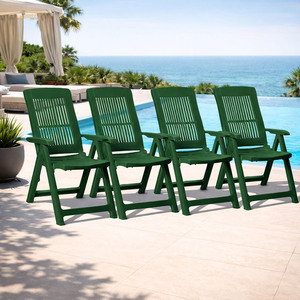 4 St�ck Klappstuhl Kunststoff Gr�n 5-Positionen Gr�n