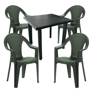 Outdoorm�bel Gartengarnitur Bistrogarnitur 5-teilig Gr�n 80x75xH72cm 