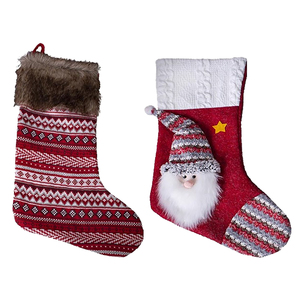 2er Set XL Weihnachts-Socken Weihnachtsstiefel Nikolausstiefel  mit Applikation