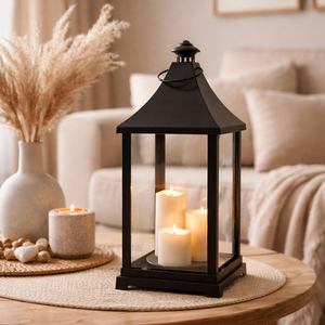 XXL Laterne Windlicht Stalllaterne Gartenlaterne + 3 LED Kerzen Timer 