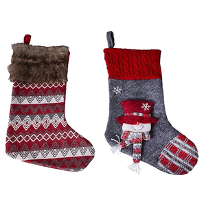 2 Stck XL Nikolausstiefel  Weihnachts-Socken Weihnachtsstiefel mit Applikation