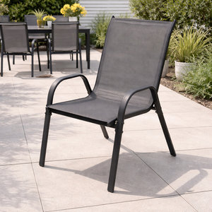 Outdoorstuhl Gartenstuhl Stapelstuhl Metall Textilen Anthrazit 