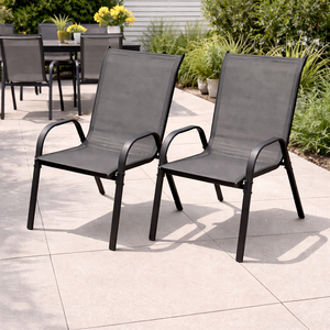 2er Outdoorstuhl Gartenstuhl Stapelstuhl Metall Textilen Anthrazit 