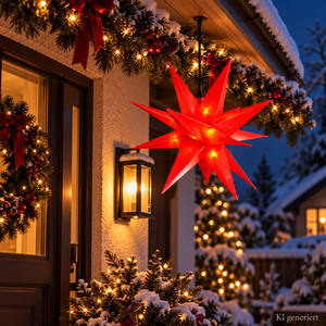 LED Weihnachtsstern Rot  25cm Fensterstern Faltstern Innen und Aussen