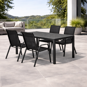 Gartengarnitur 5-teilig 180x90cm Aluminium Non-Wood  Anthrazit/Schwarz