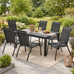 7tlg Outdoor Gartengarnitur Sitzgarnitur 180x90cm Aluminium Non Wood 