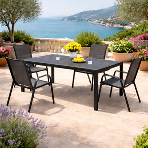 Gartengarnitur Sitzgarnitur 5-teilig L150xB90xH74cm Non-Wood Anthrazit