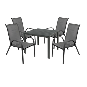 Gartengarnitur Sitzgarnitur 5-teilig 90x90cm Non-Wood Anthrazit / Grau