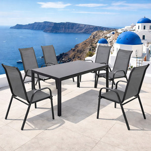 Gartengarnitur Sitzgarnitur Stapelst�hle Stapelsessel 7teilig 160x90cm