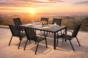 Gartengarnitur Sitzgarnitur Stapelst�hle Stapelsessel 7teilig 160x90cm