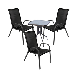 4-tlg. Bistro Garnitur Balkonset Garnitur Tisch + 3 Stapelst�hle