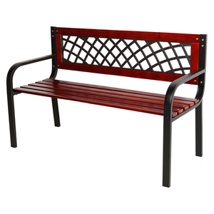 Massive Parkbank Gartenbank Metall pulverbeschichtet Holz Dunkelbraun