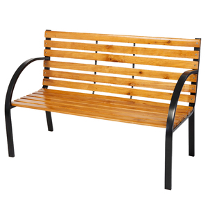 Gartenbank Parkbank Massivholz Metall pulverbeschichtet Natur Hell 122 x 60 x 80 cm