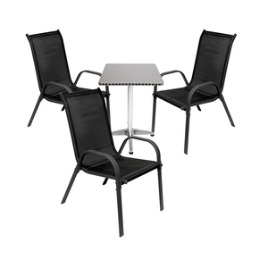 4-tlg. Bistro Garnitur Balkonset Garnitur Tisch + 3 Stapelst�hle