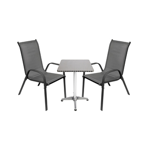 3-tlg. Bistro Garnitur Balkonset Tisch + 2 Stapelst�hle 60x60xH70cm