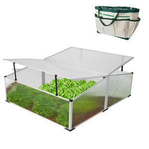 Fr�hbeet Gew�chshaus Treibhaus Aluminium + Gartentasche 120x100x40/30