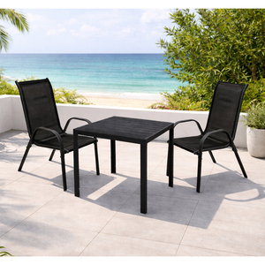 Gartengarnitur Sitzgarnitur 3-teilig L90xB90xH74cm Anthrazit / Schwarz