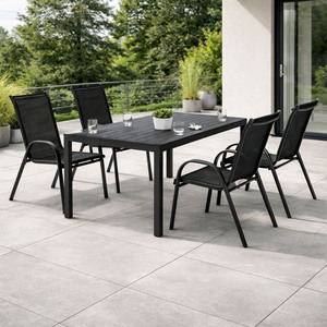 Gartengarnitur Sitzgarnitur 5-teilig 160x90cm Non-Wood Anthrazit/Grau