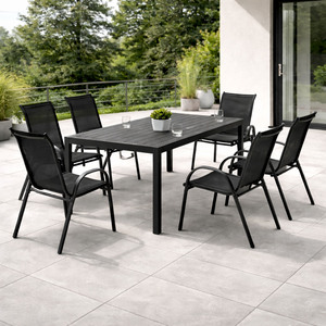 Gartengarnitur Sitzgarnitur 7-teilig 160x90cm Non-Wood Anthrazit