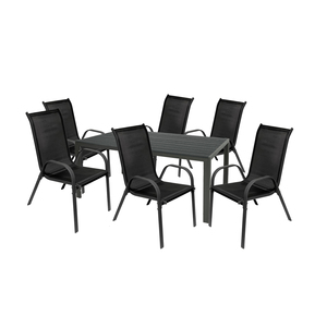 Gartengarnitur Sitzgarnitur 7-teilig 160x90cm Non-Wood Anthrazit