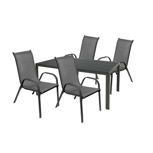 Gartengarnitur Gartenm�bel 5tlg 160x90cm Non-Wood Tisch Stapelstuhl 