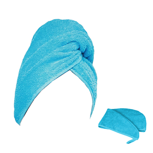 Frottee Kopfturban Kopfhandtuch Haartrockentuch Baumwolle Turban Blau 