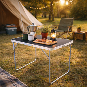 Campingtisch schwarz klappbar mit Tragegriff Alu L70xB50xH59cm