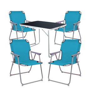 5-tlg Camping Set Gartenm�bel Campingtisch + 4 Campingstuhl Petrol