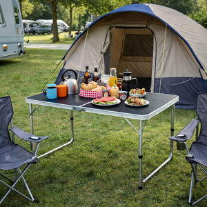 XXL Campingtisch schwarz klappbar Alu 120x60x58/70cm