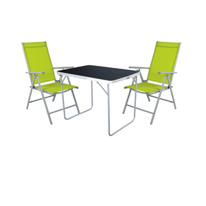 3-tlg Camping Set Gartenm�bel Campingtisch + 2 Campingstuhl Limegr�n