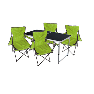 5-teiliges Campingmbel Set Lime Tisch hhenverstellbar mit Tasche 