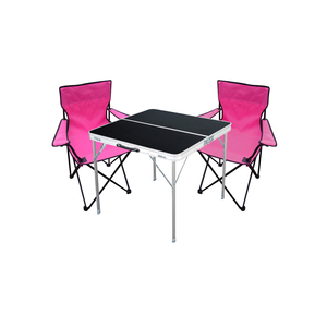 3-teiliges Campingmbel Set pink Tisch schwarz + Campingsthle