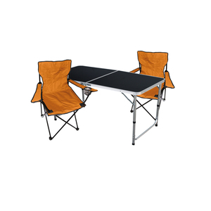 3-teiliges Campingm�bel Set OrangeTisch h�henverstellbar + St�hle