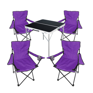 5-teiliges Campingm�bel Set lila Tisch + 4 Campingst�hle mit Tasche 