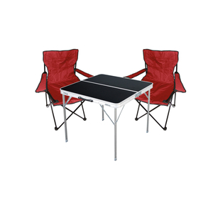 3-teiliges Campingmbel Set rot Tisch + 2 Campingsthle mit Tasche 