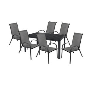 Gartengarnitur Sitzgarnitur 7-tlg.150x80cm Non-Wood Anthrazit/Schwarz