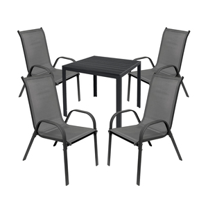 Gartengarnitur Sitzgarnitur 5-teilig 80x80cm Non-Wood Anthrazit