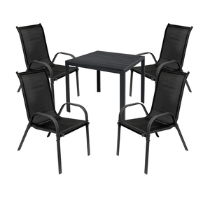 Gartengarnitur Sitzgarnitur 5-tlg. 80x80cm Non-Wood Anthrazit/Schwarz