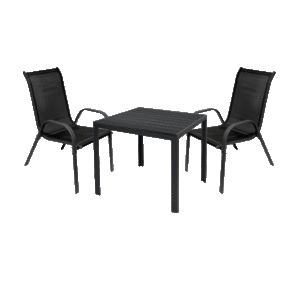 Gartengarnitur Sitzgarnitur 3-teilig L80xB80xH74cm Non-Wood Anthrazit