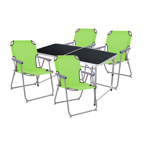 5-teiliges Campingm�bel Set Black Alu 120x60x58/70cm Limegr�n