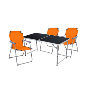 4-teiliges Campingm�bel Set Black Alu 120x60x58/70cm orange