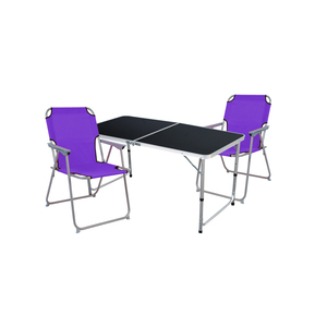 3-teiliges Campingm�bel Set Black Alu 120x60x58/70cm Lila
